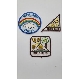 Vintage‎ 1980s Brownies/Girl Scouts Patches Set Of 3 Super Troops Bees